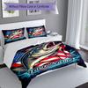 3PC Custom Name American Bass Flag Art Bedding Set Duvet Cover Closure Includes 1 Duvet Cover & 2 Pillowcases for Bedroom