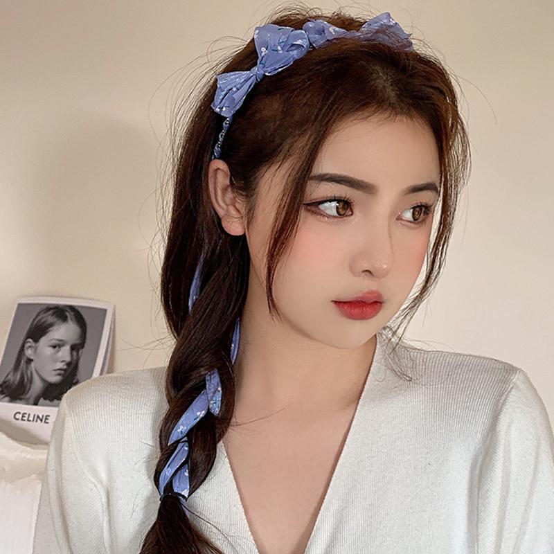 Headband With Lace Silk Scarf Cute Hairband For Girls Korean Hair Accessories Bow Headband