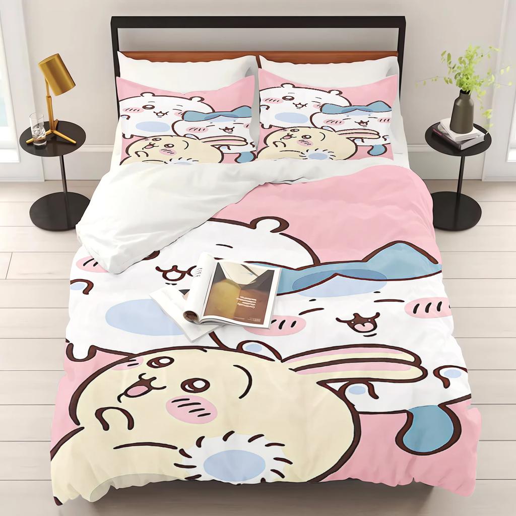 Chiikawa Schlafzimmer Kinder Bettwäsche Set Bettbezug Komfort Queen Mit Kissenbezug Weihnachtsgeschenke Zuhause