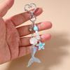 Pretty Mermaid Keychain Women Girls Conch Shell Starfish Key Ring Pendant for Handbag Decor DIY Key Chain Gifts