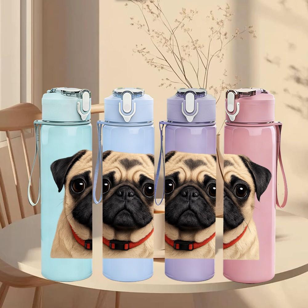 1 PZ Carlino Viso Rugoso Primo Piano 750ml Plastica Colorata Borraccia Sportiva Tappo Flip-Top Anti-Perdita Adatta per Sport Ufficio Uso Domestico
