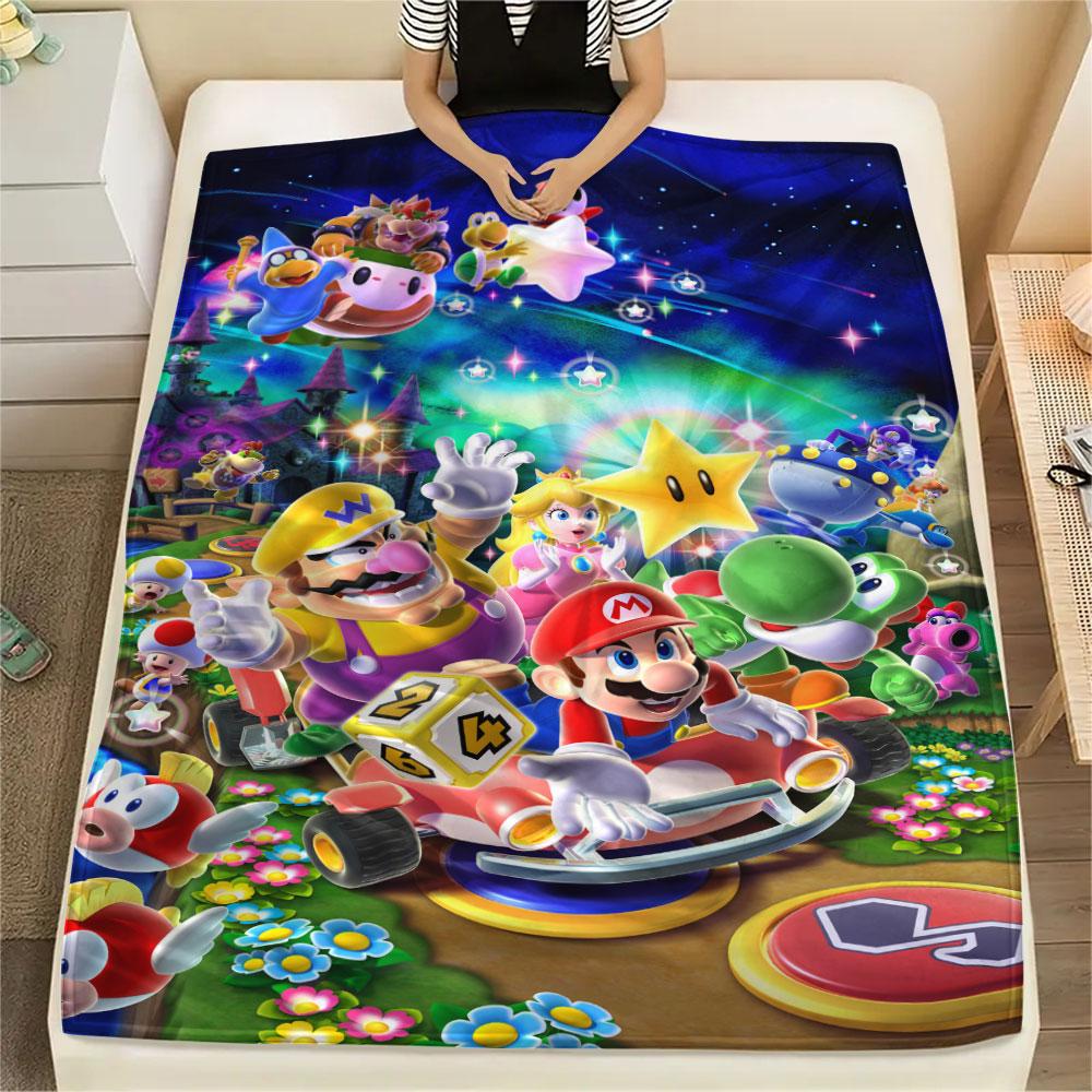 Super Mario Cartoon printing Flannel Blanket Bedroom Sofa Camping Warm blanket Gifts for family and friends-MJ017