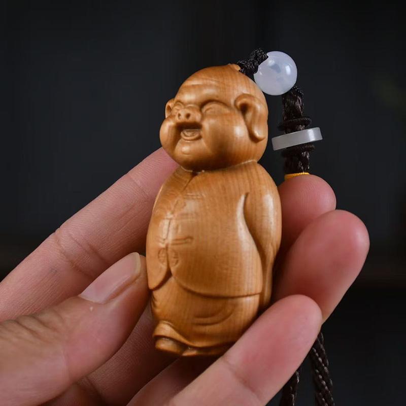 Natürliche Zypresse Glücksschwein Skulpturen und Figuren Handgeschnitzt Niedlicher Heimdekor Anhänger Reichtum Glück Feng Shui Dekor