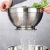 Stainless Steel Kitchen Strainer Large Capacity Colander For Fruit Basket In Kitchen Metal Colander
