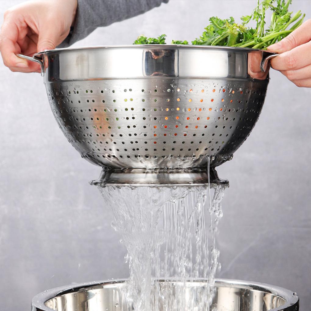 Stainless Steel Kitchen Strainer Large Capacity Colander For Fruit Basket In Kitchen Metal Colander