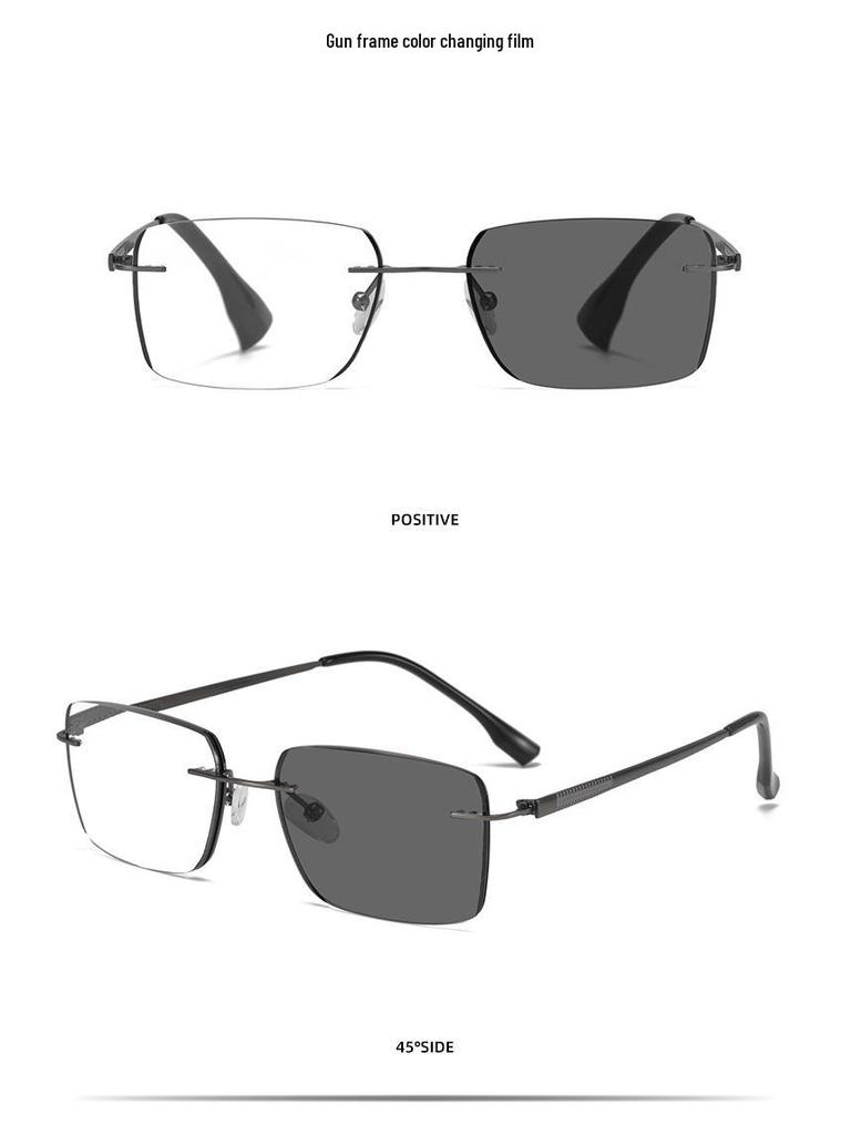 Herren Randlose Bifokale Photochrome Lesebrille mit Blaulichtfilter und Smart Zoom Technologie