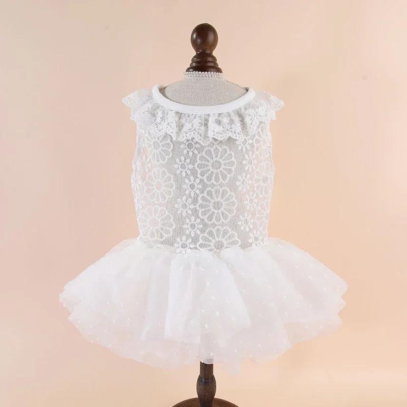 

Cat Dog Wedding Dress Summer Pet Skirt Dog Clothes Tutu Pomeranian Maltese Poodle Bichon Frise Schnauzer Pet Clothing Costumes S белый