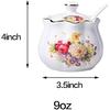 Ceramics Retro Flower Sugar Bowl Spice Jar Storage Seasoning Pot with Lid Spoon