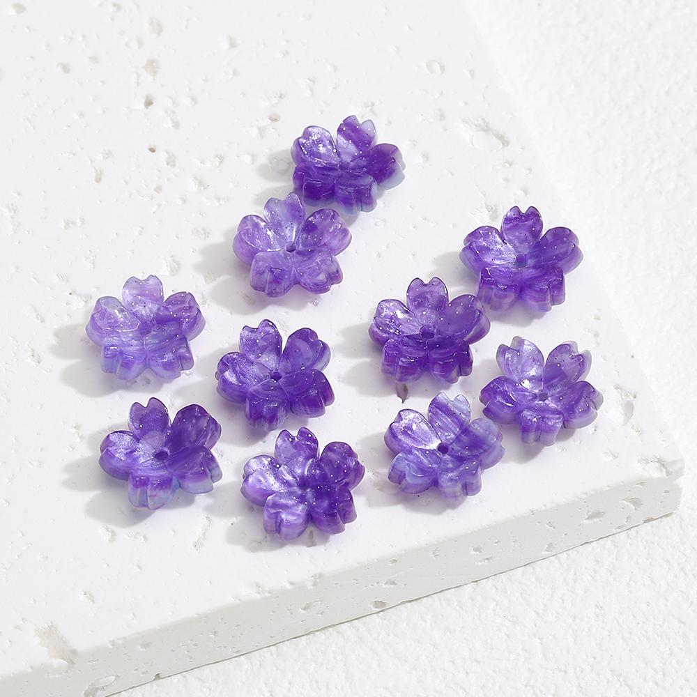 10/20/50pcs Resin Flower Beads Caps Cherry Blossoms Petal Charms Pendants Loose Spacer Bead for Earrings Hair Jewelry Making DIY