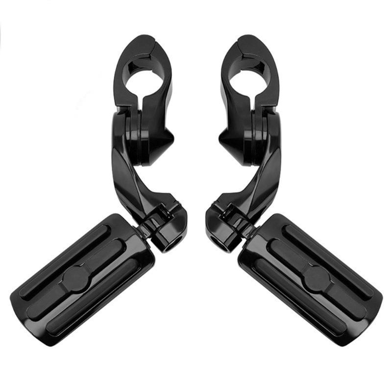 Motorcycle Highway Pegs Short Angled ride Footrests with Adjustable Mount Aluminum Rubber for 1.25" Engine Guard