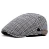 Spring and Summer Thin Breathable Cap Men's British Retro Beret Women's Bud Top Hat Casual Plaid Visors Hat for Dad