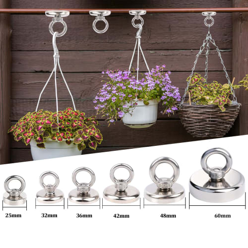Strong Magnetic Hook, 60mm Diameter, 160kg Vertical Load Capacity, Super Strong Neodymium Magnet, Suitable for Outdoor Use in Kitchens, Warehouses, Of
