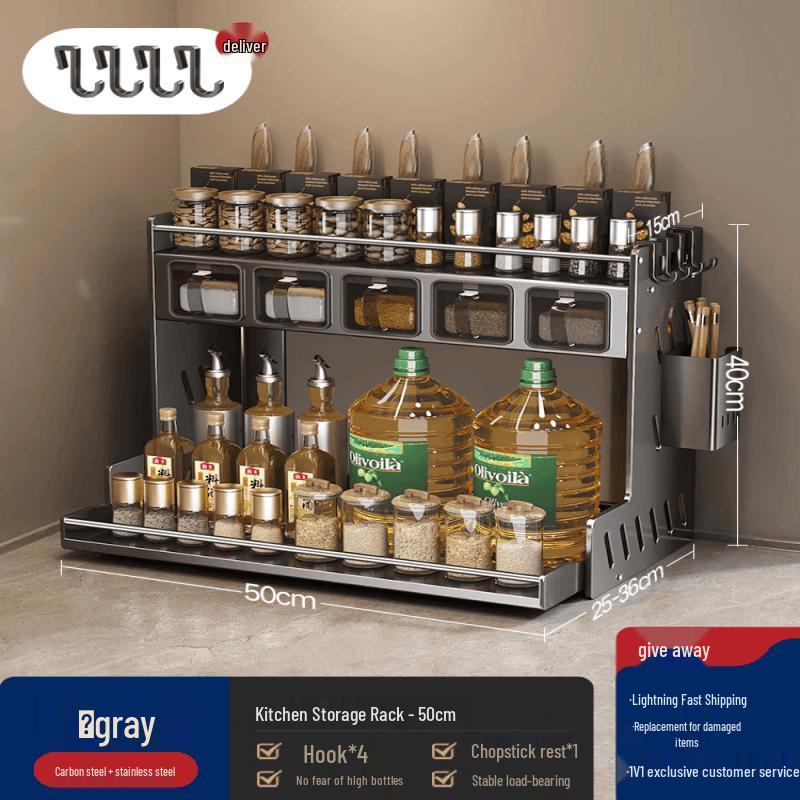 Creamy Style Bamboo Countertop Spice Rack
