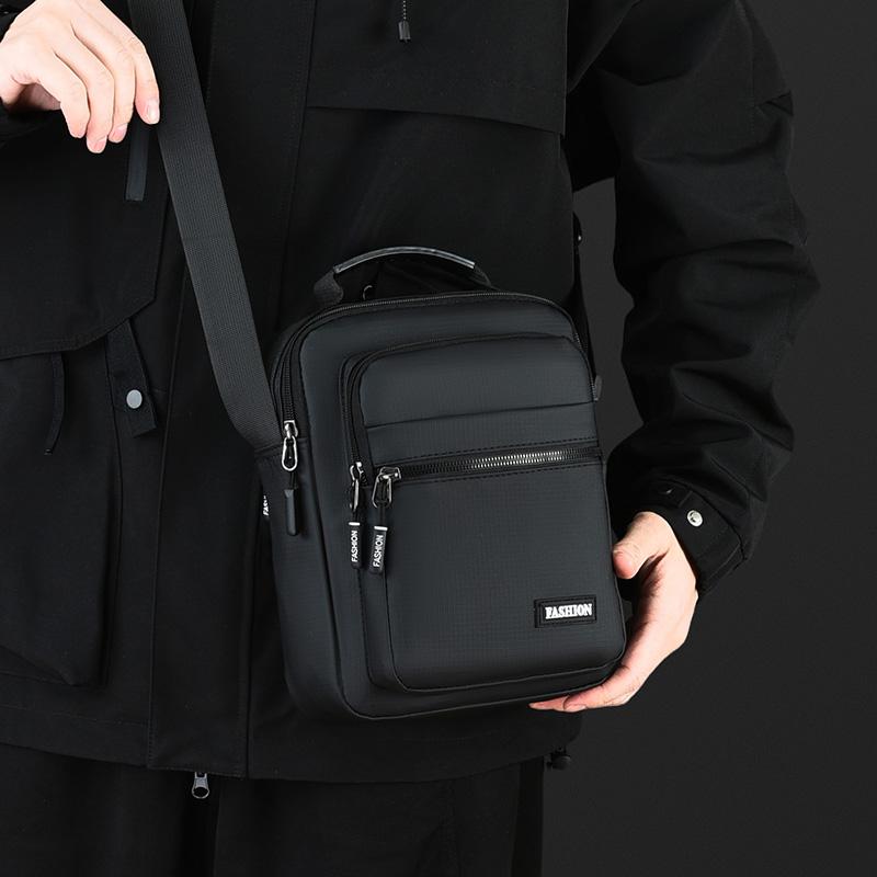 Contemporary Men's Handbag - Refined Oxford Shoulder Bag with Organizational Pockets