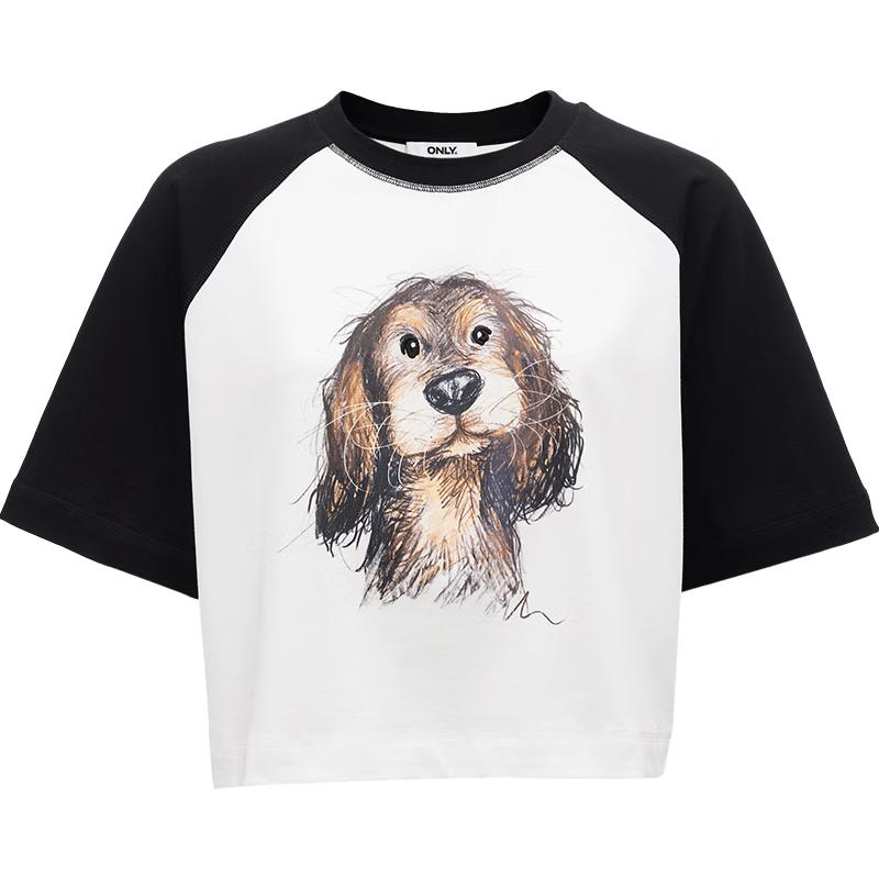 ONLY Women s 2025 Spring Cute Puppy Print Loose Fit Round Neck Short Sleeve T-Shirt XS
