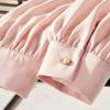 Women's Ribbon-Collar Blouse with Pearl Buttons