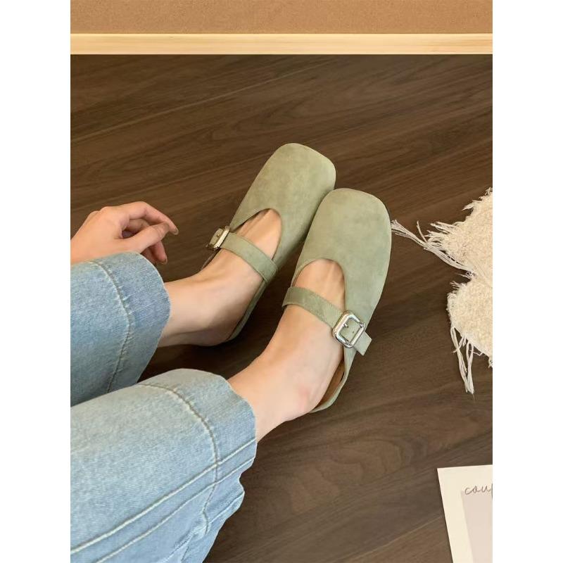 French Retro Baotou Half-slipper Women's Spring and Summer Flat Square Toe Flip-flops Single Shoes