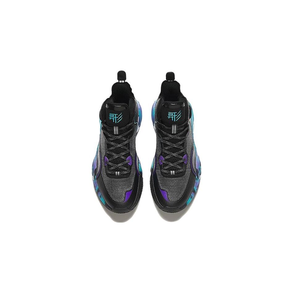 Anta Kinder Rundkopfknopf Stoßdämpfend Abriebfest High Top Basketballschuhe Kinder Basketballschuhe Schwarz Blau Lila T12331190R-4