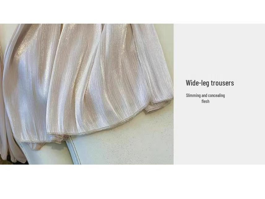 Iridescent Gauze Wide-Leg Skirt Pants for Women - 2025 Summer Fashion, Slimming, Drapey, and Versatile Casual Wear