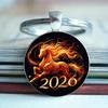 Keychain with Glass Horse Statue 2026 Year of Horse Good Luck Charm Solid Keyring Keys Backpacks Car Ornament