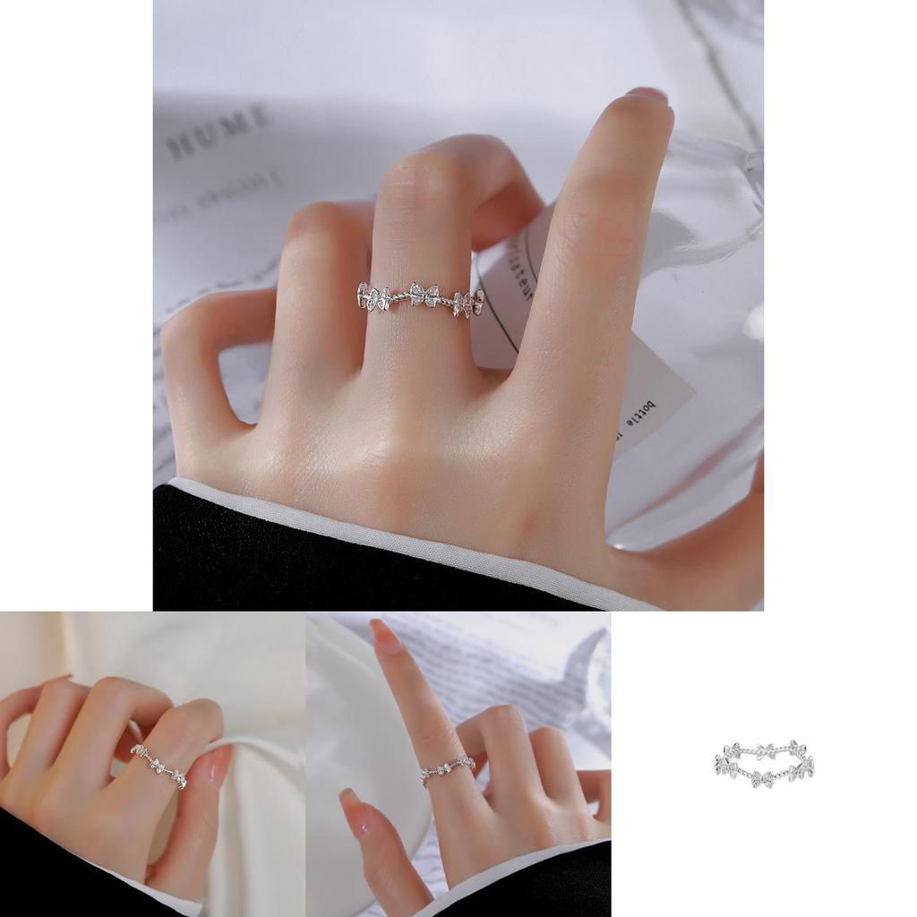 Stylish And Elegant Korean Inspired Adjustable Open Finger Ring With Shimmering Butterfly Design For Women