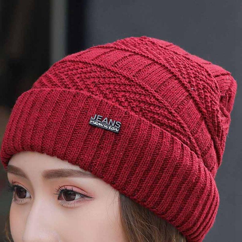 Winter Warm Hat Solid Color Hats Bib Windproof Knitted Hat Women Hat Hats Scarf Sets Beanie Cap