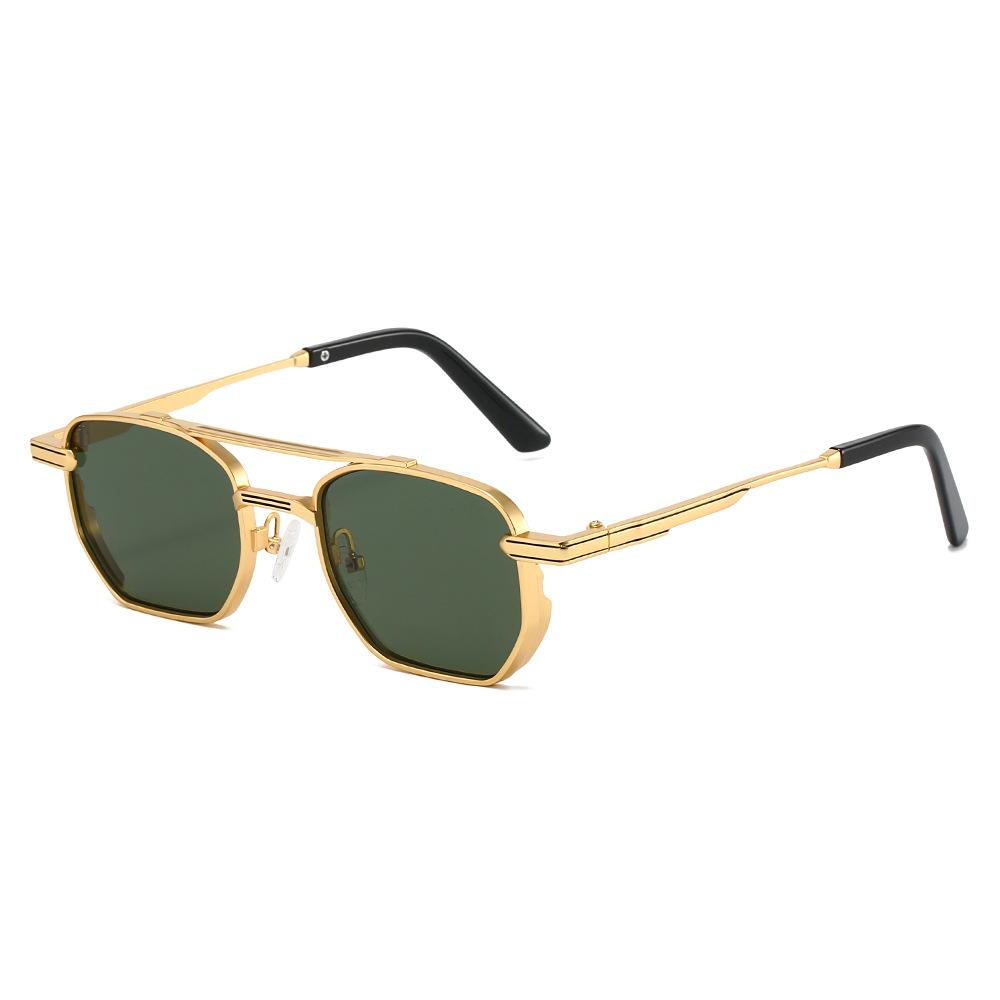 JYL Double Bridge Square Sunglasses UV400 Metal Retro Unisex High-Quality / 5237