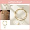 Versatile And Stylish Gold Lock Chain Necklace With Geometric Design For Fashion-forward Women