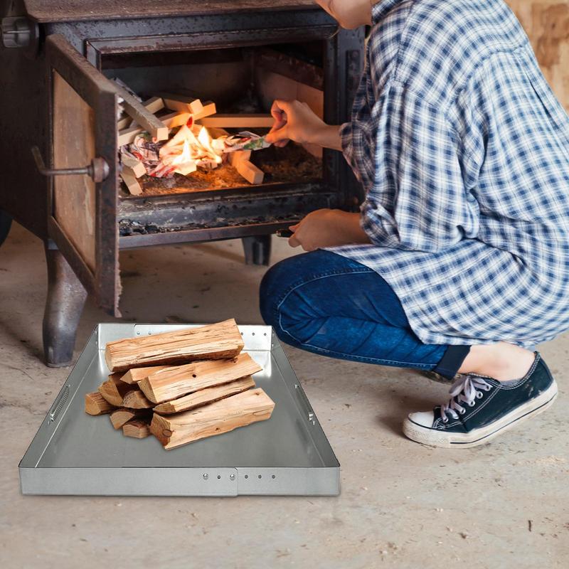 Fireplace Ash Tray Pan Ember Holder Steel With Screw Pack Rust-Resistant Home Fire Place Accessories Adjustable Collection Tool