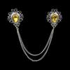Fashion Gentleman Tassel Brooch For Men Suit Shirt Collar Crystal Cross Chain Lapel Pin Rhinestone Retro Wedding Accessories
