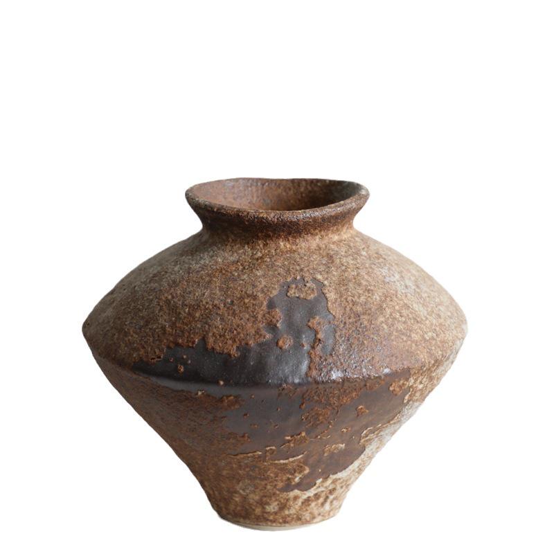 Wabi-Sabi Ceramic Vase: Retro, Handmade Pottery for Zen Flower Arrangements In Homes or Hotels.
