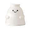 Ghost Shape Vase with Smile Face Pattern Ceramic Flower Planter Pot Nursery Room Bedroom Home White Decor