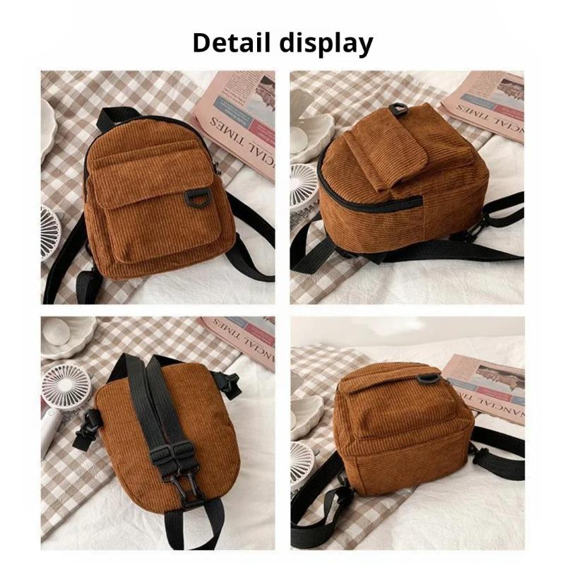 Super Popular Cute Mini Backpack, Corduroy Student Commuting Bag, Multi-Functional Portable Makeup Bag
