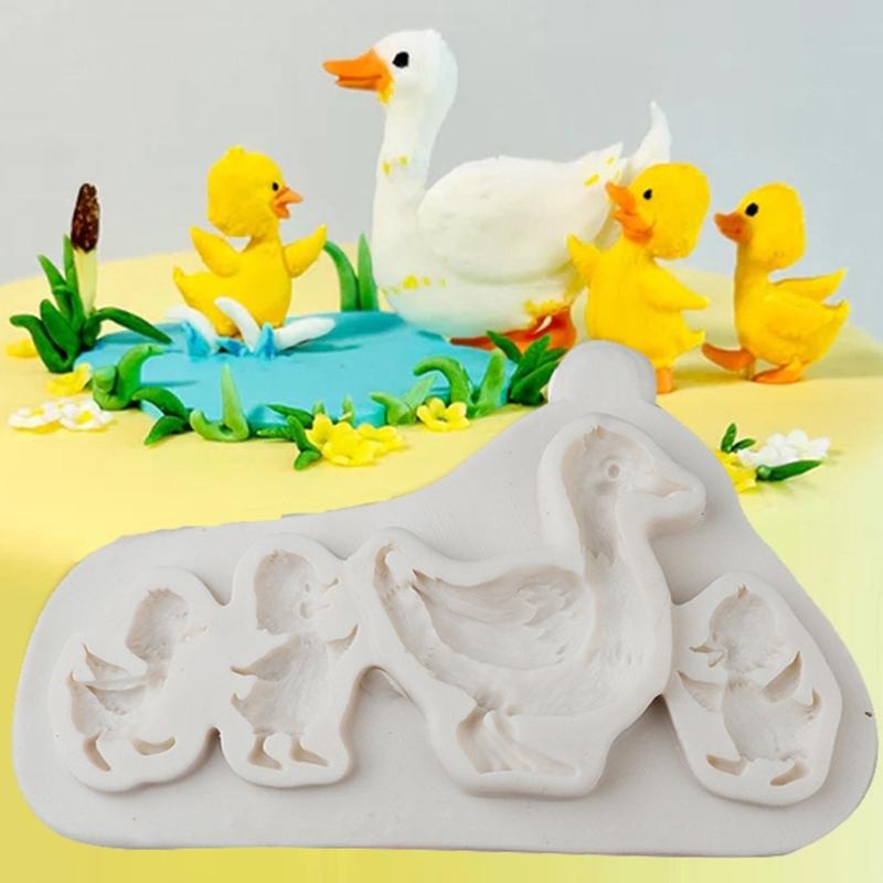 Create 4 Duck Figures at Once with a Flexible Fondant Casting Molds for Cake Decorations, Chocolate, Candy, and Crafts