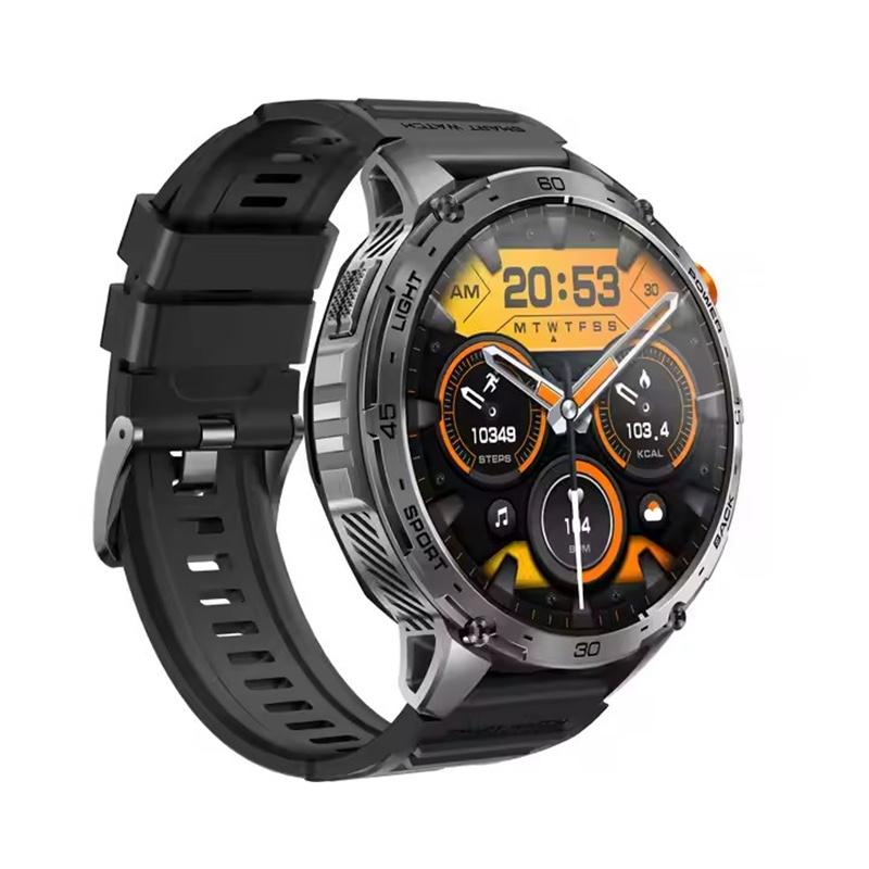 K69 Smart Watch 1,75 Zoll Amoled-Bildschirm LED-Taschenlampe Männer Bluetooth-Anruf Sport Fitness Tracker Gesundheitsmonitor Smartwatch