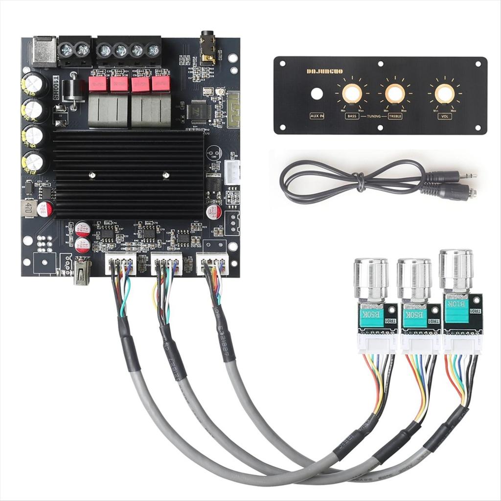 T100HS-W Power Amplifier Board Bluetooth5.2 TPA3221 Chip 2.0 Channel 100Wx2,Audio Power Amplifier with Front Panel