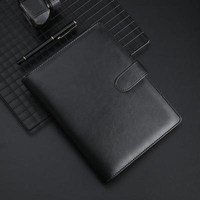 A5B5 Faux Leather Business Notebook with Logo, Buckle Closure, Loose-Leaf Notepad, and Gift Box