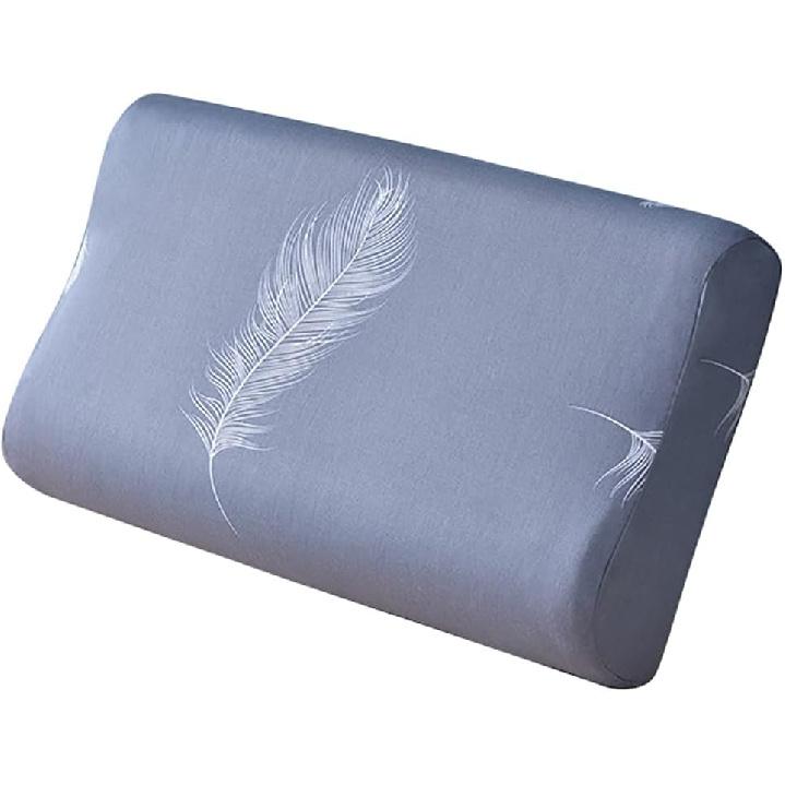 Plaid Print Cotton Pillow Case Covers for Contour Neck Memory Foam Pillow Pillowcase with Zipper (Grey Feather)