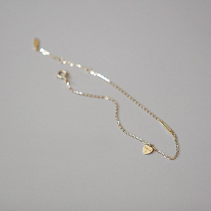 Sterling Ton Brev Hjärta Armband Elegant Utseende Jag Och Du 14K För Flickor Gyllene Ton Tunn Kedja Armband Kontorssmycken Elegant Kedja