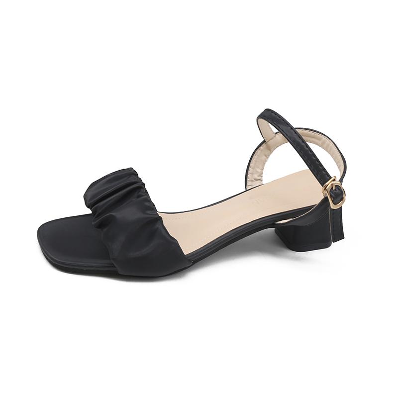 Fashion New Open-toed Casual Sandals 2025 Spring Summer Women's Thick Heel Elegant Middle Heel Buckle Women's Comfortable Shoes