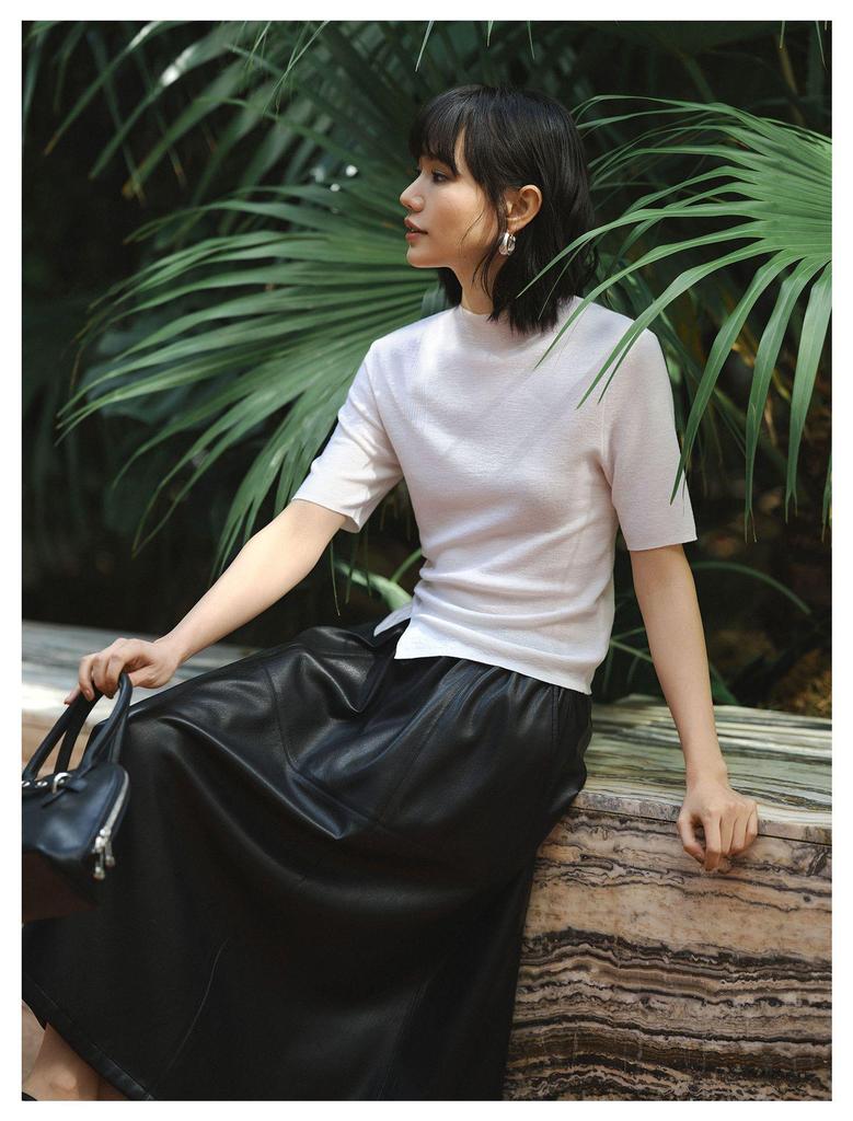 Women's Spring A-line Elastic Waist Casual Half Skirt - Slimming, Versatile, and Flaw-Hiding for Commute Wear