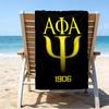 proof beach towel with a Alpha Phi Alpha logo pattern - soft,absorbent,quick-drying,machine washable - perfect for swimming,camping,bathing