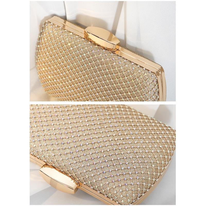 High-end Textured Square Hard Box Evening Clutch Sparkling Rhinestone Decor Chain Crossbody Handbag Women Formal Dress Purse For Banquet Wedding