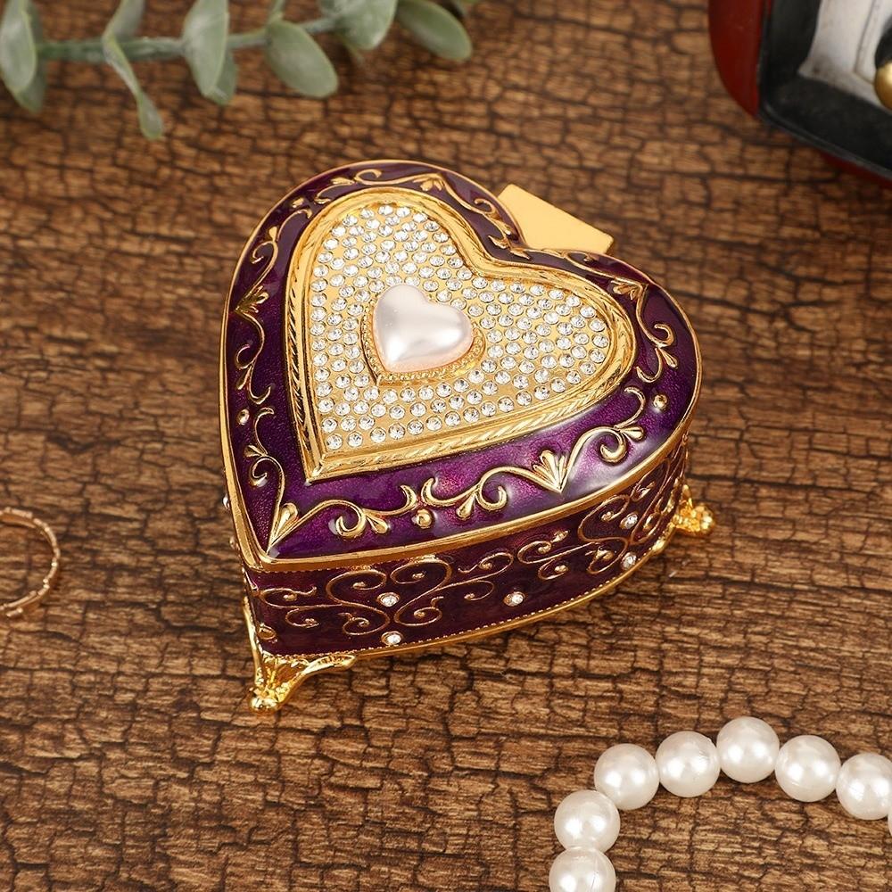 European Style Retro Jewelry Container Zinc Zinc Zinc Alloy Trinket Case Fashion Heart Jewelry Box Gifts