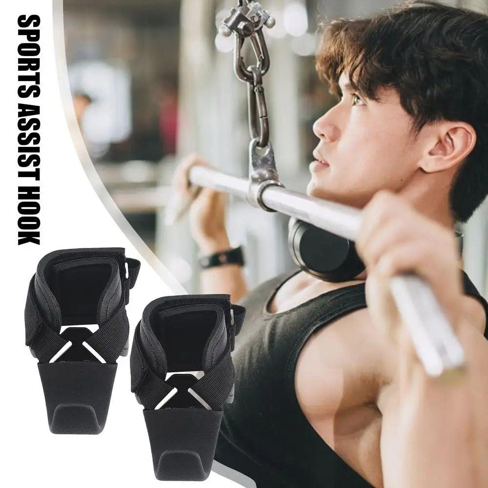 1 Pair Pull-up Weight Lifting Grip Hook Non-Slip Auxiliary Power Wrist Guard  Fitness
