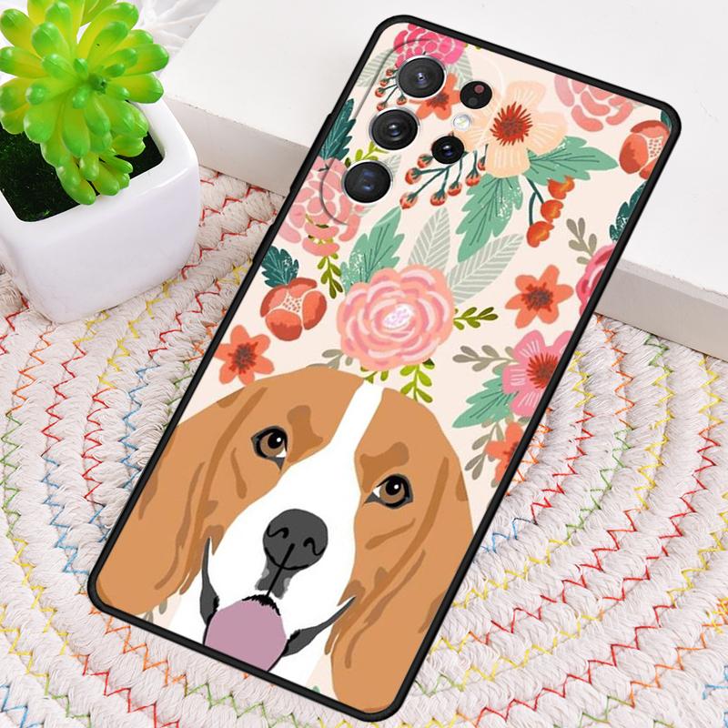 Beagle Floral Dog Phone Case for Samsung Galaxy note 10 pro S26 Ultra S23 S24 FE S25 S21 S22 PLUS shockproof Cove