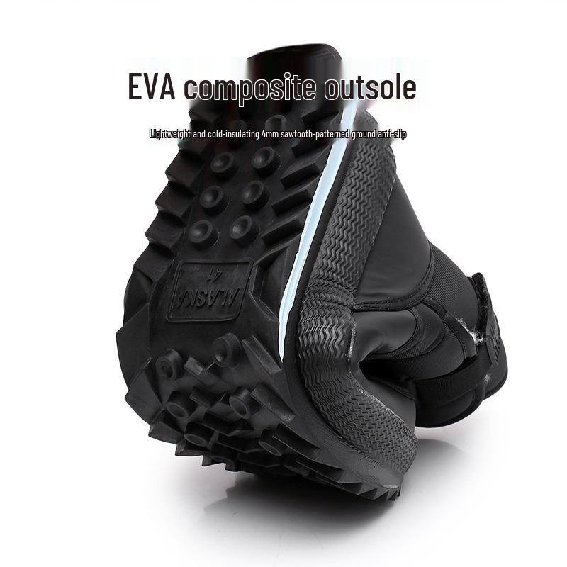 Men's Plus Size Waterproof High-Top Snow Boots with Thickening and Velvet Lining.