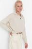 Women's Elegance Style Sweater Stone Soft Textured Basic Knitwear Sweater