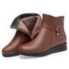 Mom Cotton Shoes Women's Winter Velvet Warm Middle-aged and Elderly Women's Leather Shoes Non-slip Flat Sole Soft Sole Comfortable Short Boots