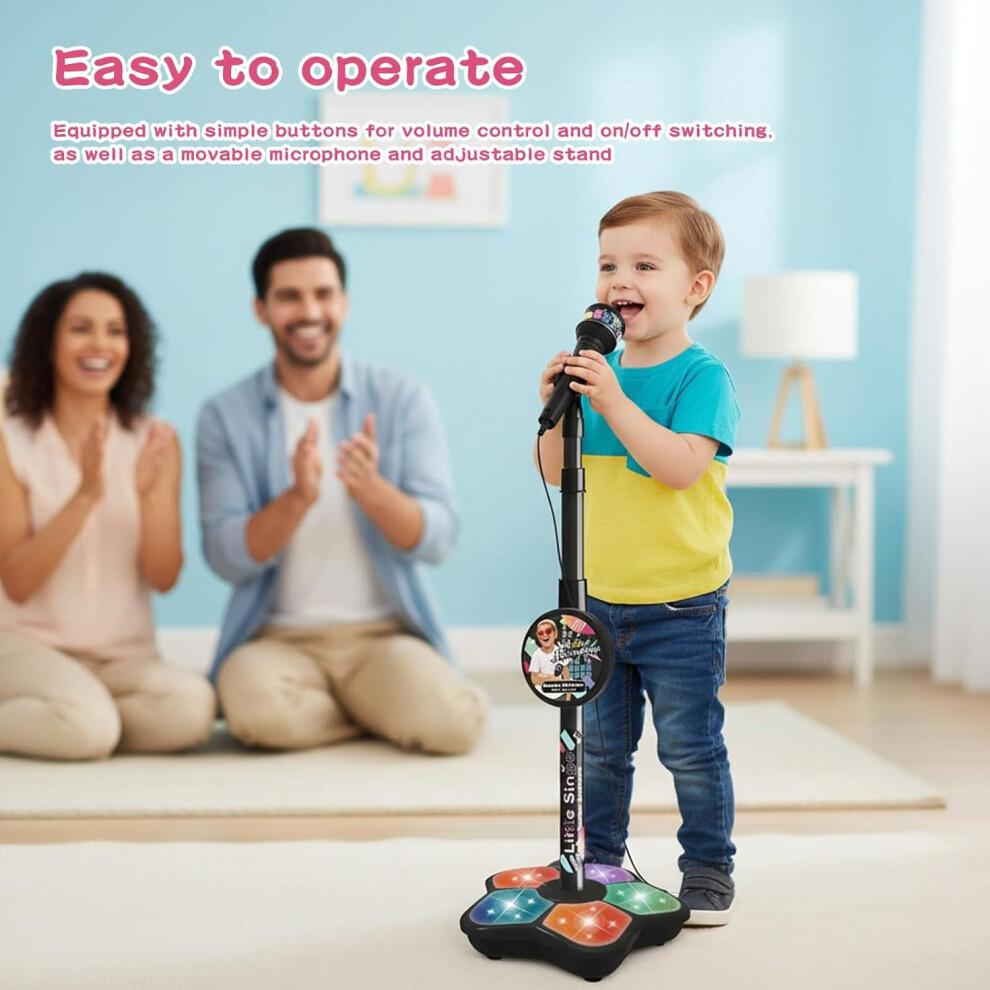 Kids' Microphone & Stand Set with Adjustable Height, Lights, Echo & Speaker